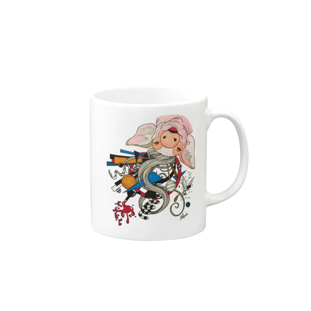 あっQ屋のhappy mind piggy Mug :right side of the handle