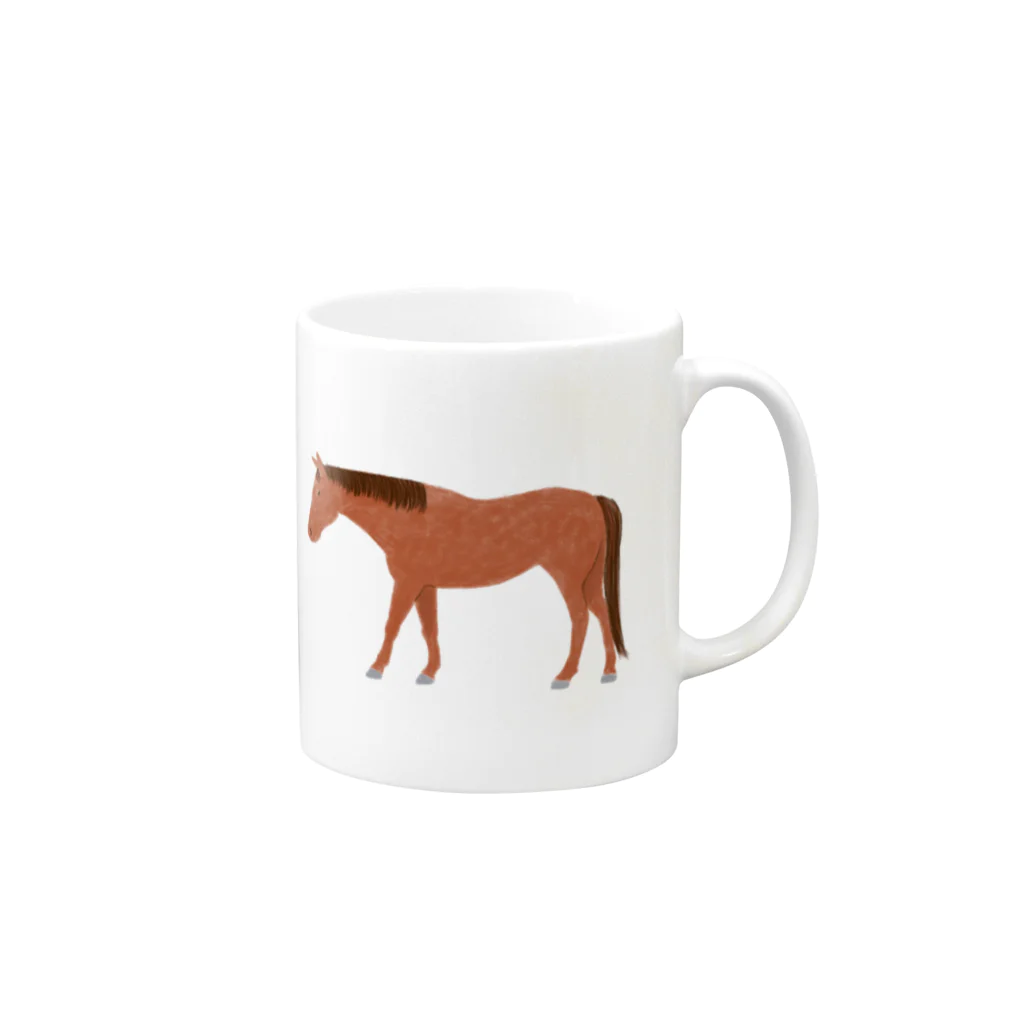 Enif-エニフ-のクレヨン風の馬（鹿毛） Mug :right side of the handle