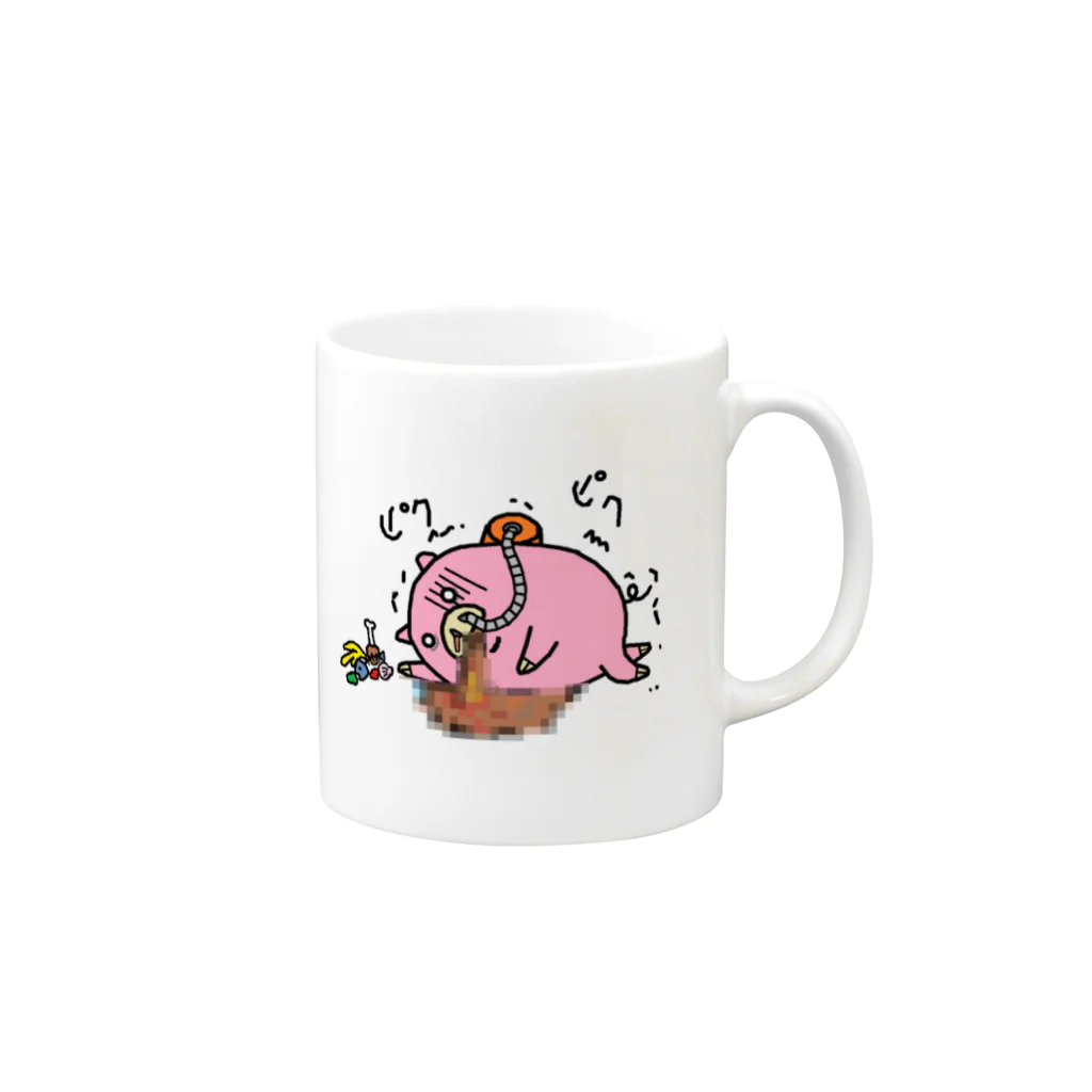 こねこちゃんのぴくぴくピッグ Mug :right side of the handle