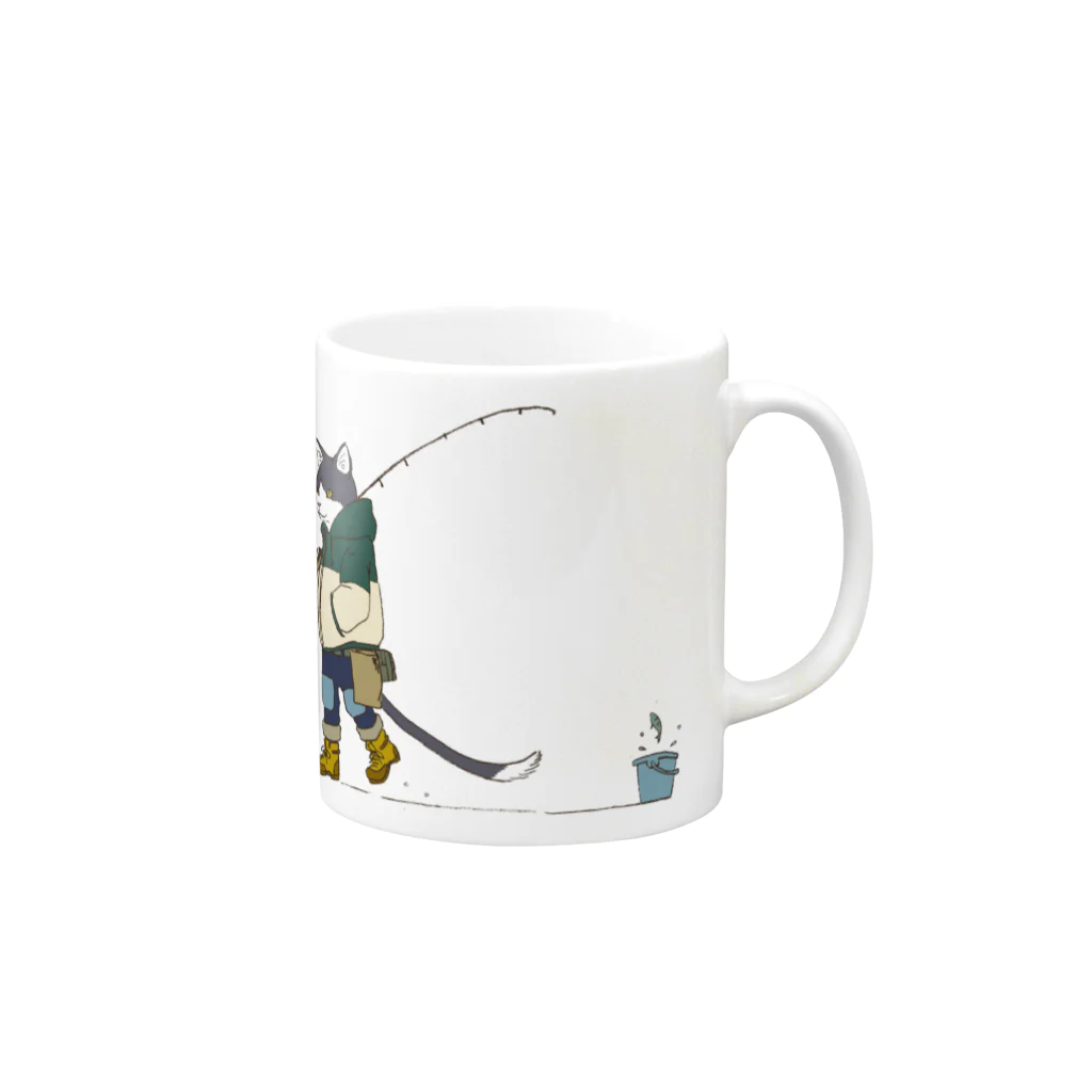 flip flapのForest cat(釣りver.) Mug :right side of the handle