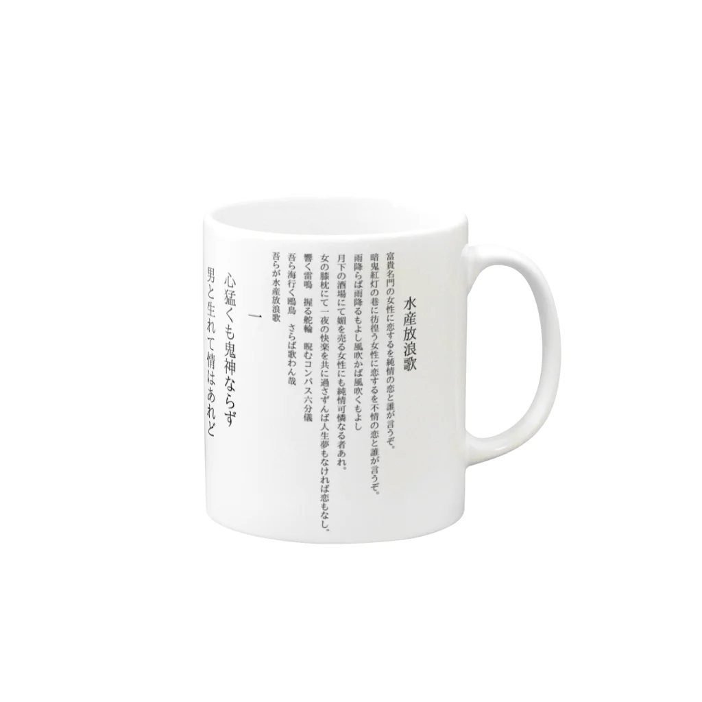 恵迪寮寮歌グッズの水産放浪歌 Mug :right side of the handle