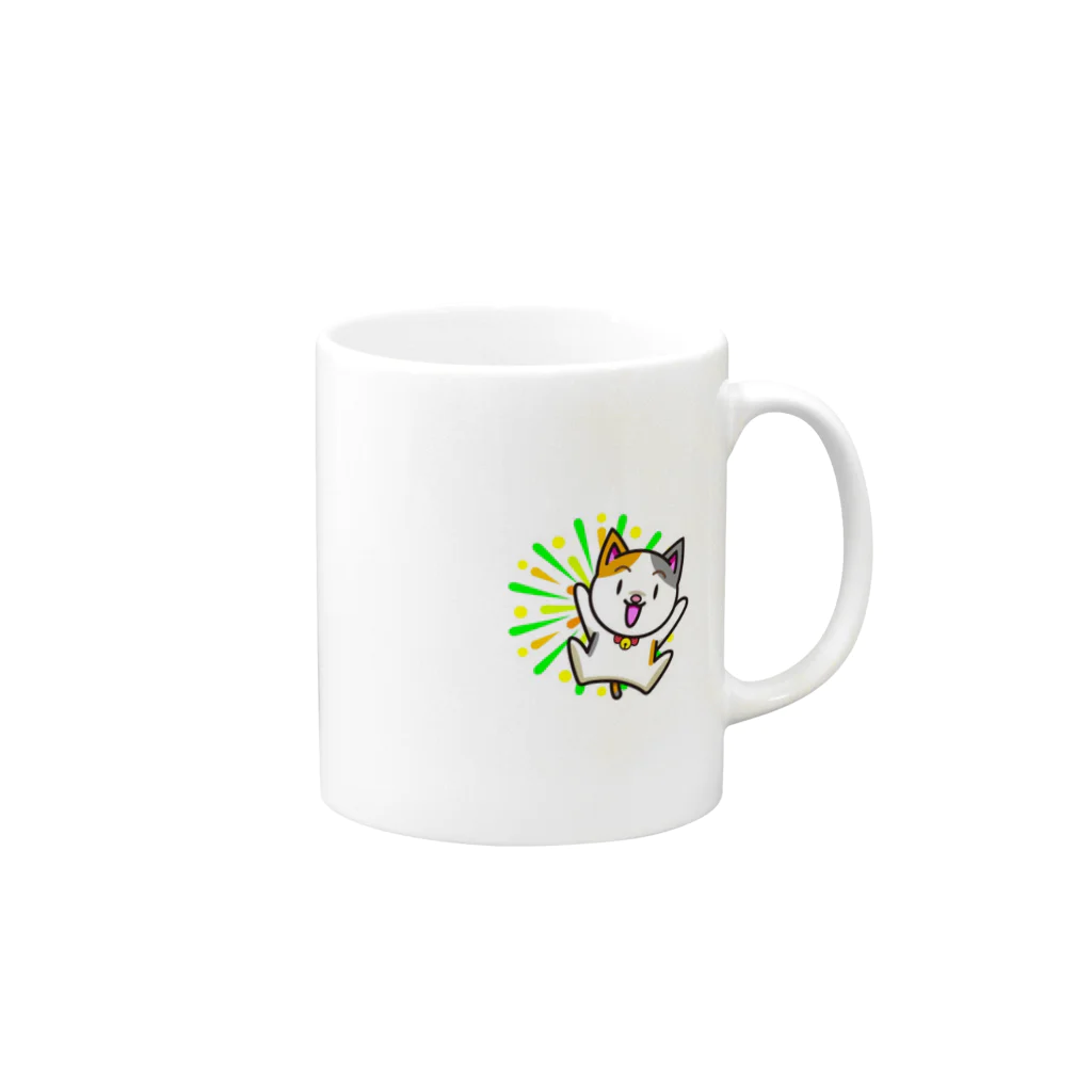 天音もにの花火猫マグカップ Mug :right side of the handle