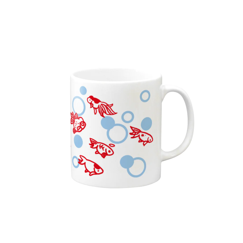 鉄格子乃人魚SUZURI支店のまめぼんはんこ金魚2019 Mug :right side of the handle