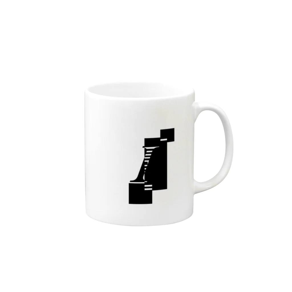 シンプルデザイン：Ｔシャツ・パーカー・スマートフォンケース・トートバッグ・マグカップのシンプルデザインアルファベットIワンポイント Mug :right side of the handle