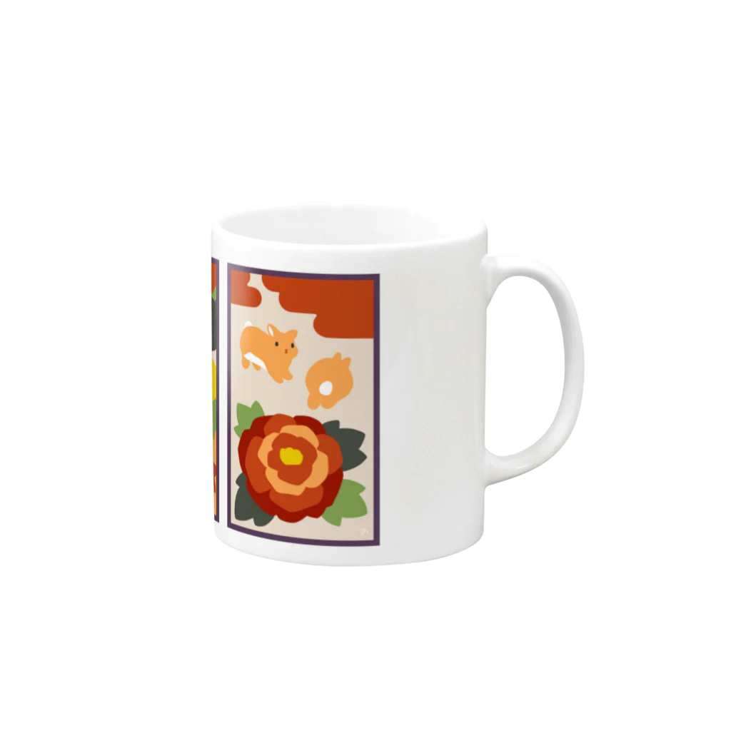 大賀一五の店の兎花札猪鹿蝶 Mug :right side of the handle