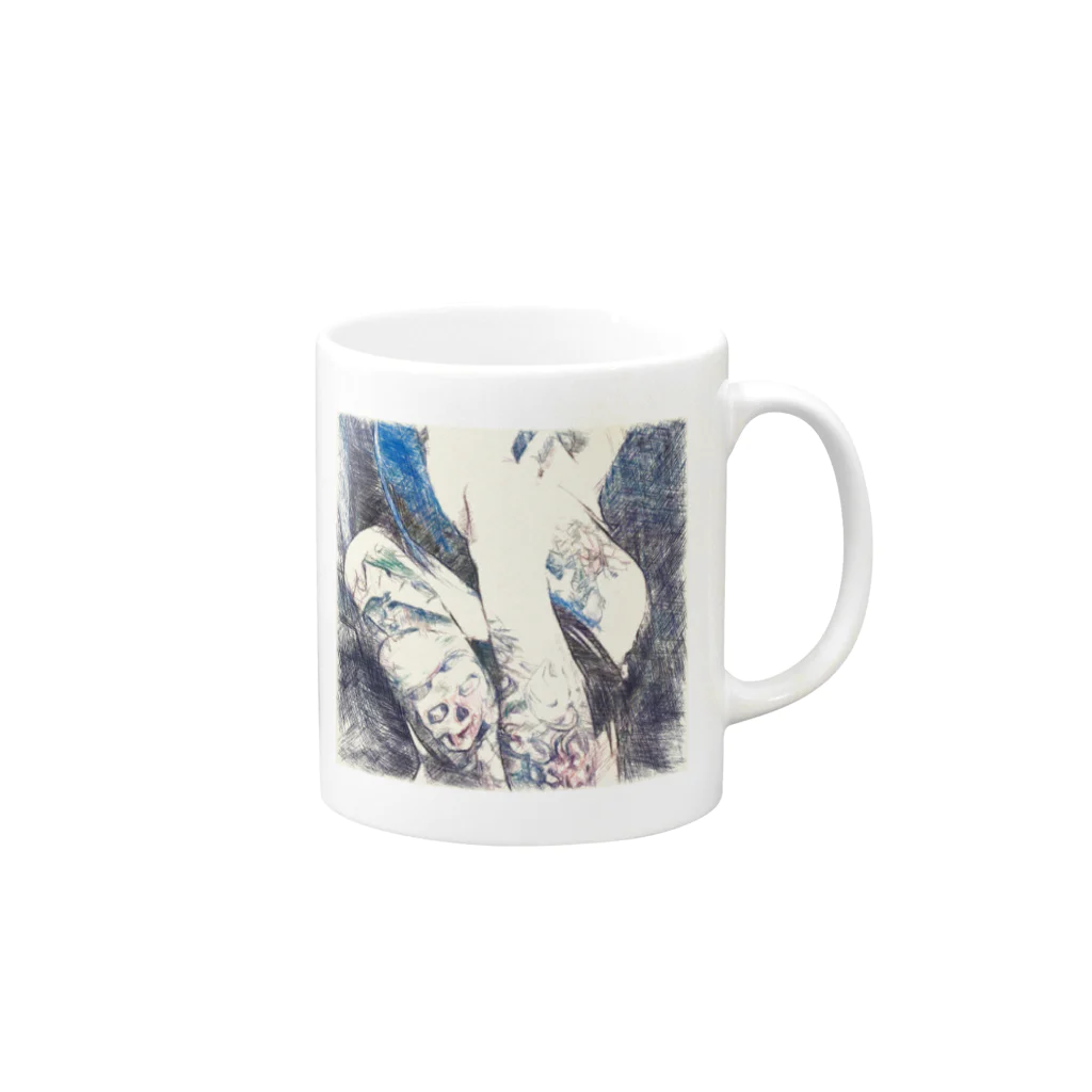 Lost'knotのBLUE CALL GIRL Mug :right side of the handle