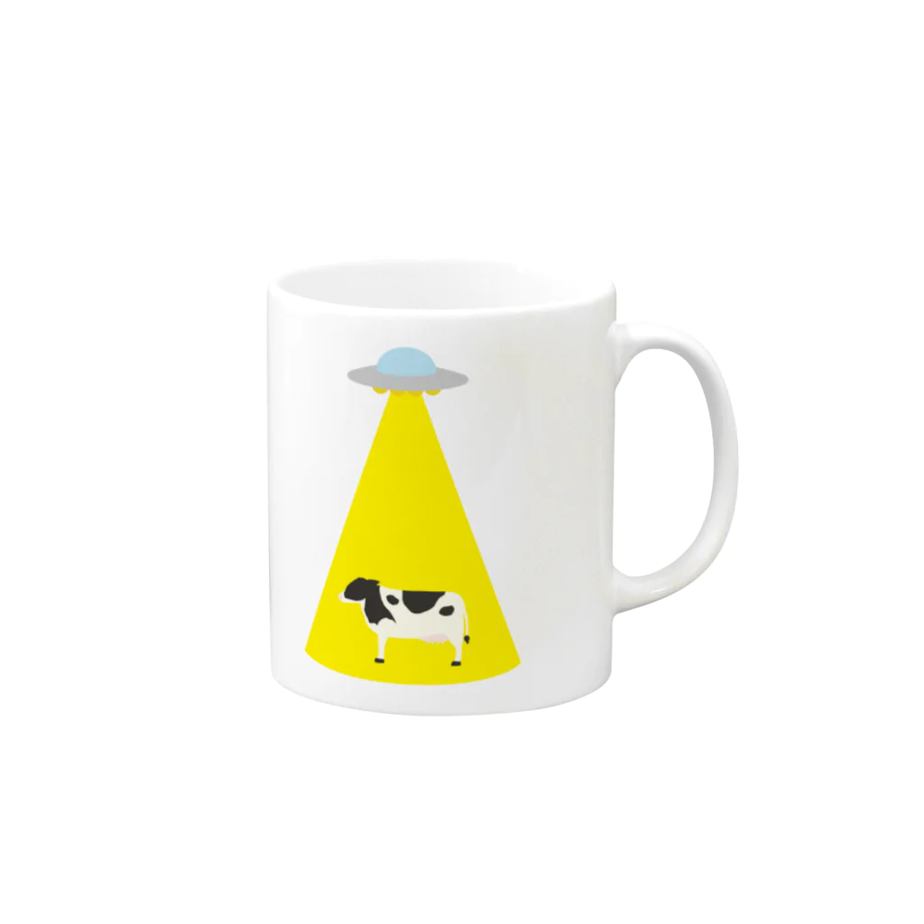 SpoonのUFOと牛くん Mug :right side of the handle