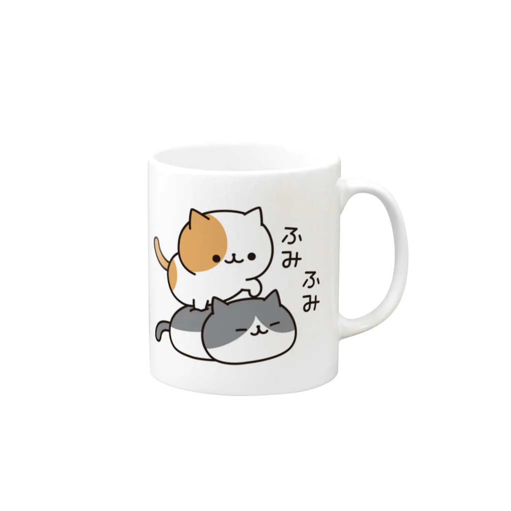 DECORの毎日ぶちにゃんこ　ふみふみver. Mug :right side of the handle