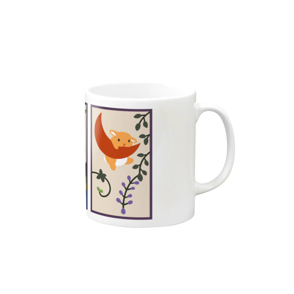 大賀一五の店の兎花札花うさぎ Mug :right side of the handle