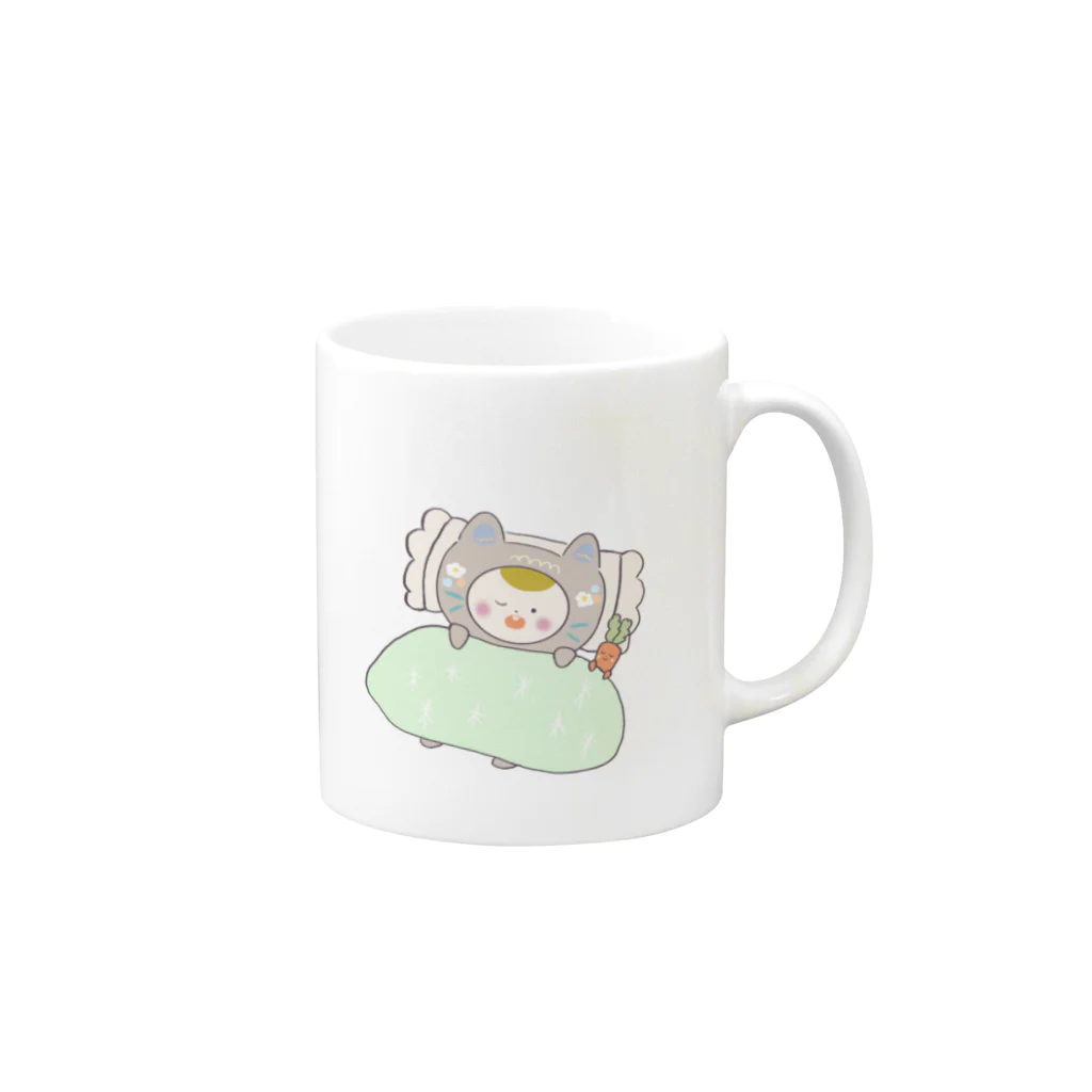 さちみの(へにゃっと)どうぶつ図鑑の二度寝へにゃっと Mug :right side of the handle