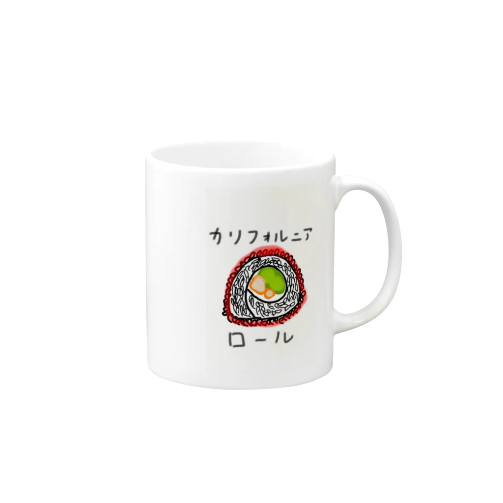 醤油+水のカリフォルニアロール Mug :right side of the handle