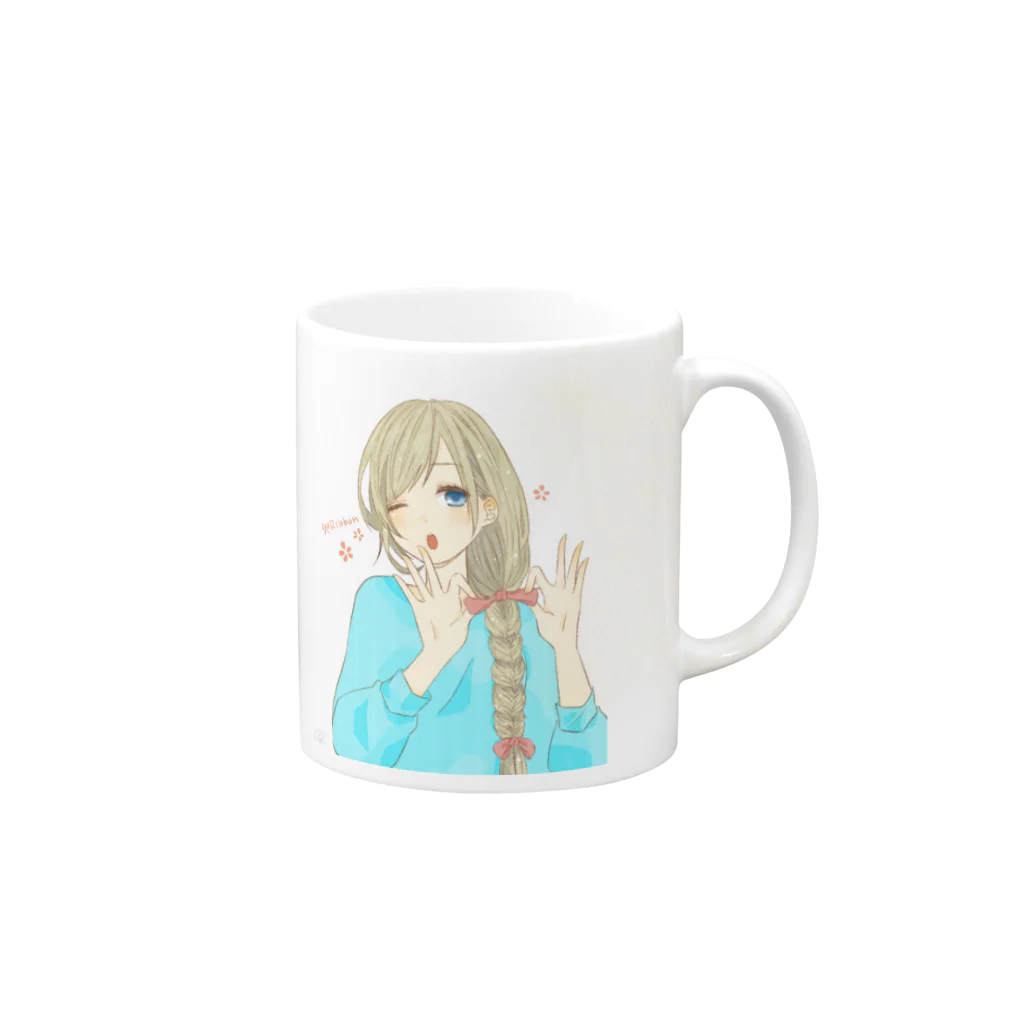 くらげの水槽のりぼん Mug :right side of the handle