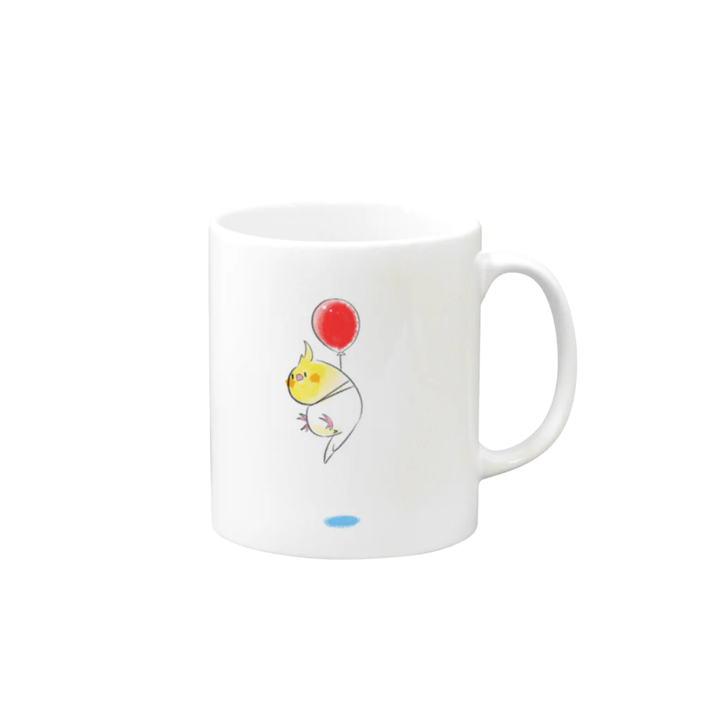 ばんくなっどのおかめふうせんといんこ Mug :right side of the handle