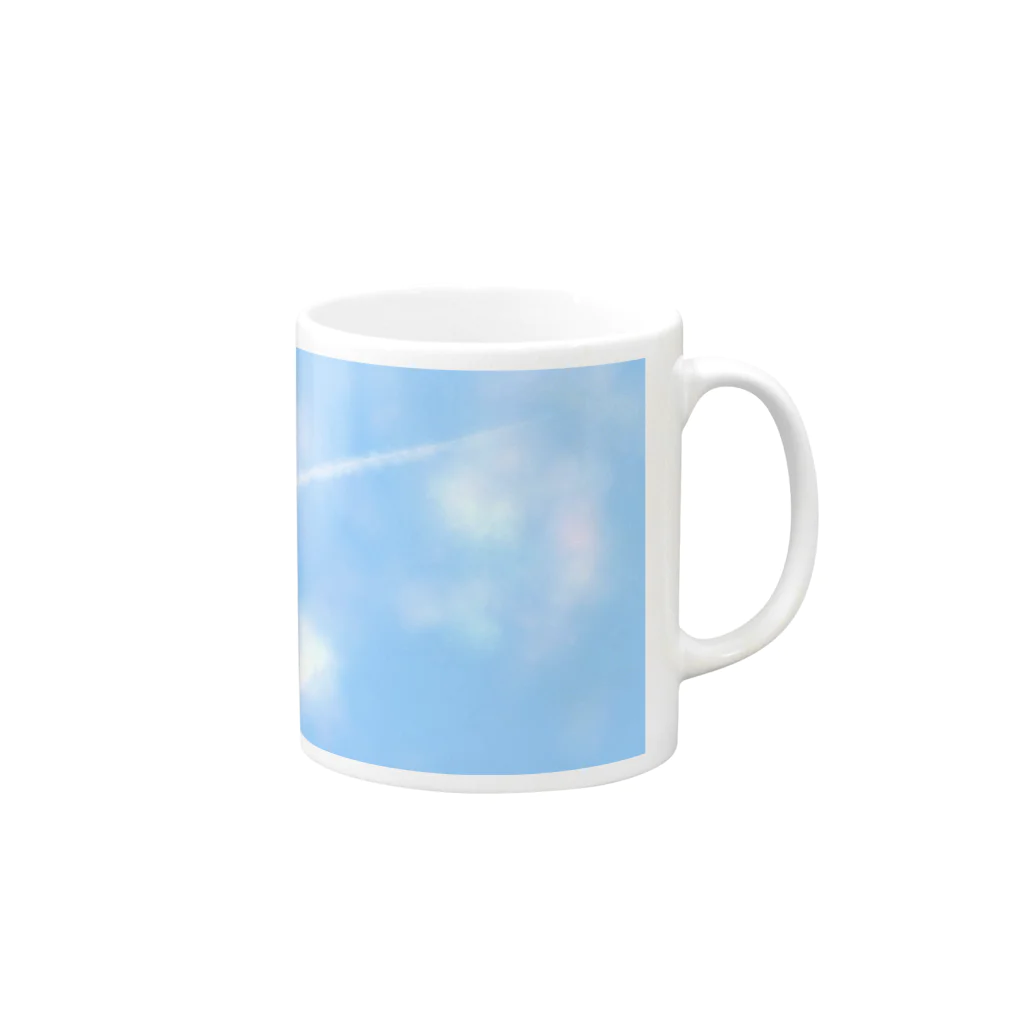 ぎゃらりー☆紫桜の空と飛行機雲 Mug :right side of the handle