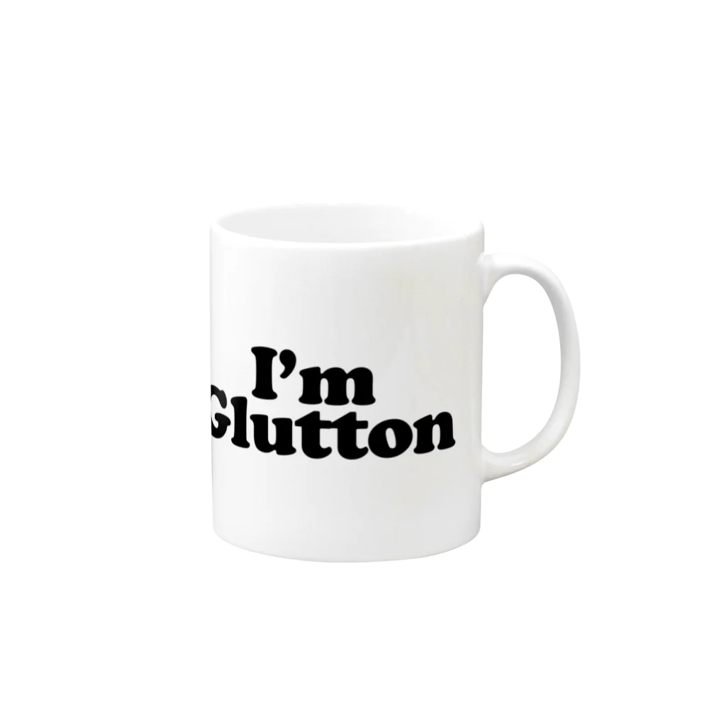 ıɹoN-ıɹoNの「私は大食いです。」 Mug :right side of the handle