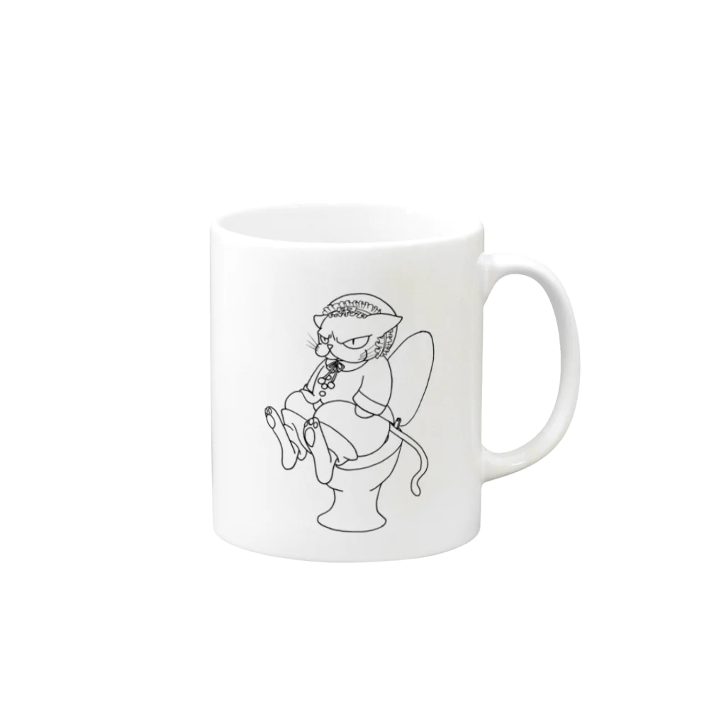 36sanのpooping cat Mug :right side of the handle