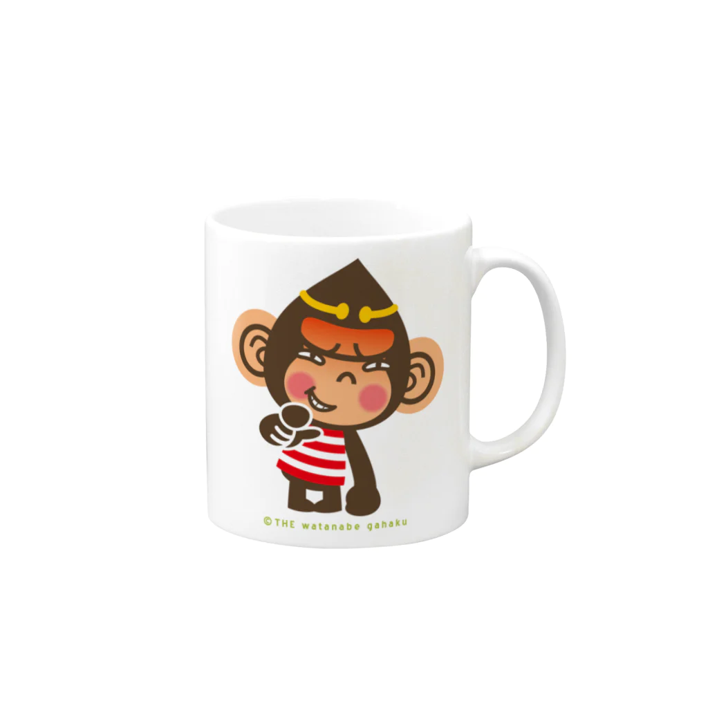 ザ・ワタナバッフルのドングリ頭のチンパンジー”失笑” Mug :right side of the handle