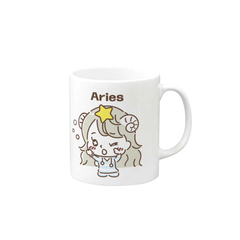 もふこのゆめかわ！１２星座シリーズ　おひつじ座 Mug :right side of the handle