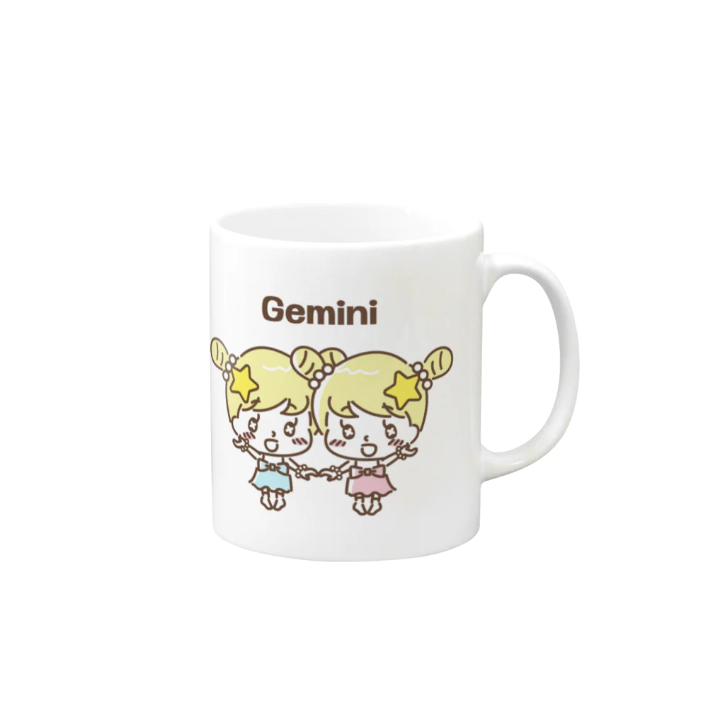 もふこのゆめかわ！１２星座シリーズ　ふたご座 Mug :right side of the handle