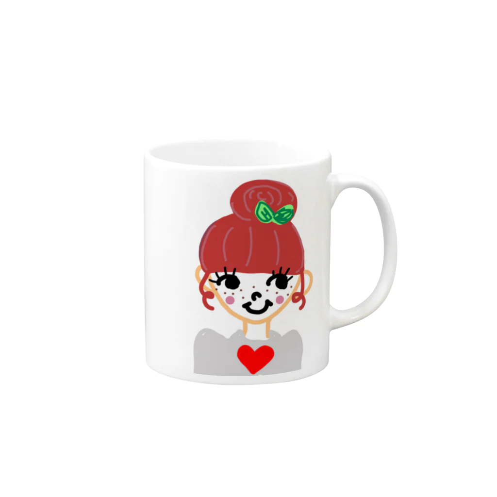パオのstrawberry girl Mug :right side of the handle