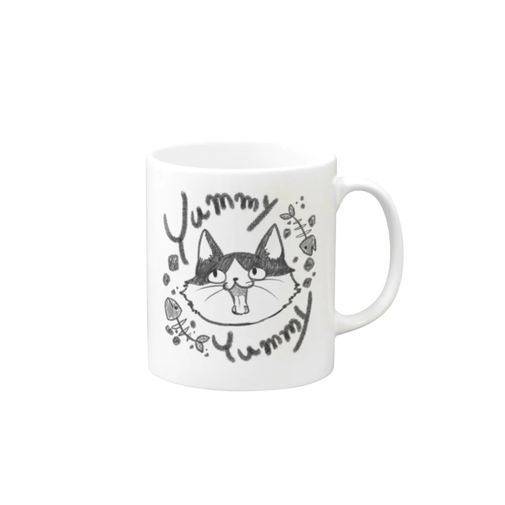 ひげぶくろ堂の変顔猫『うまぁい！』 Mug :right side of the handle