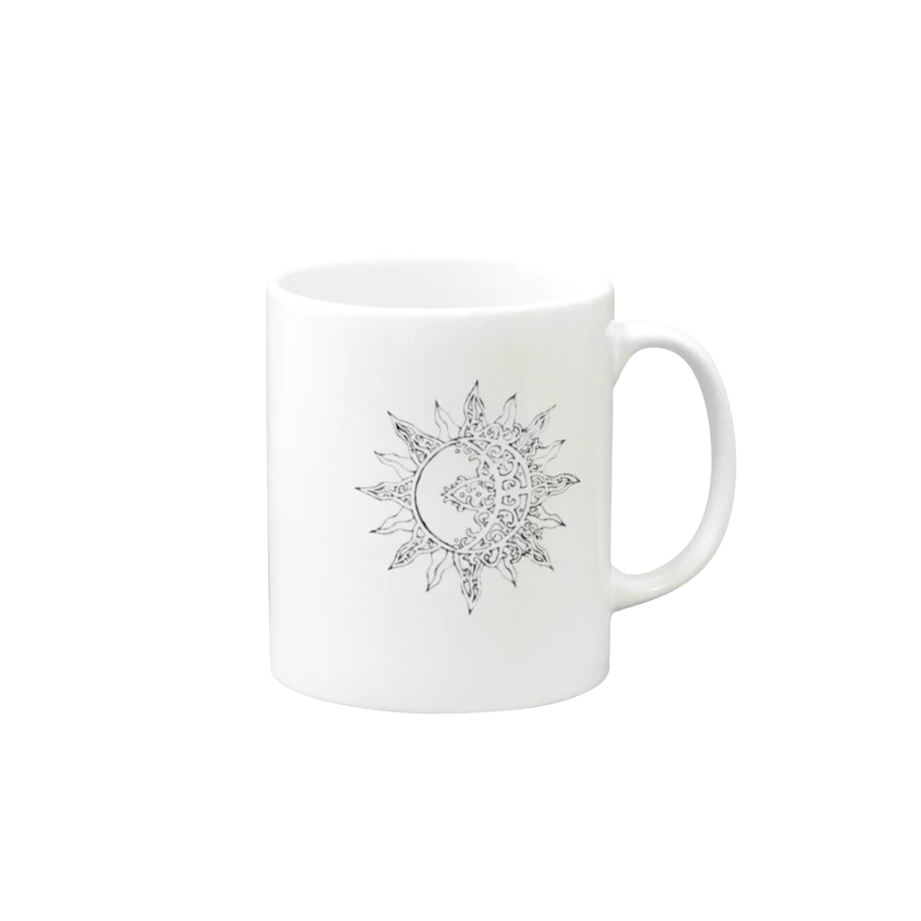 ＭakiのSUN&MOON 太陽と月 エスニック★ Mug :right side of the handle