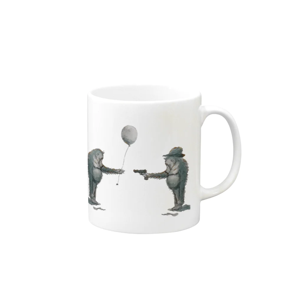 LEFTの風船猿&gun猿 Mug :right side of the handle