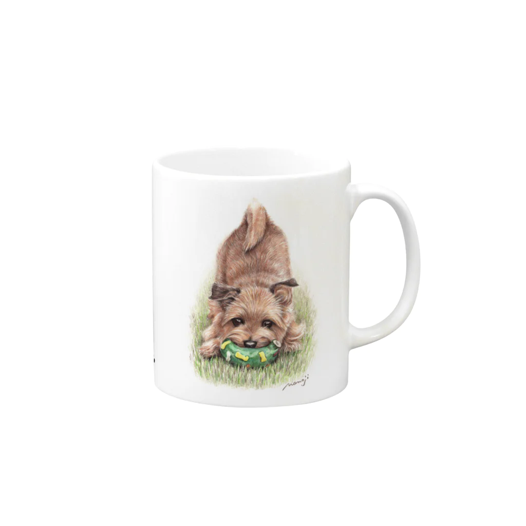 Momojiの犬画のノーフォークテリア19 Mug :right side of the handle