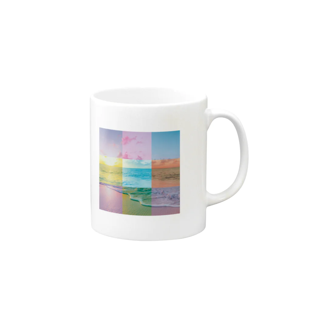 MARCHの浜辺のコラージュ Mug :right side of the handle