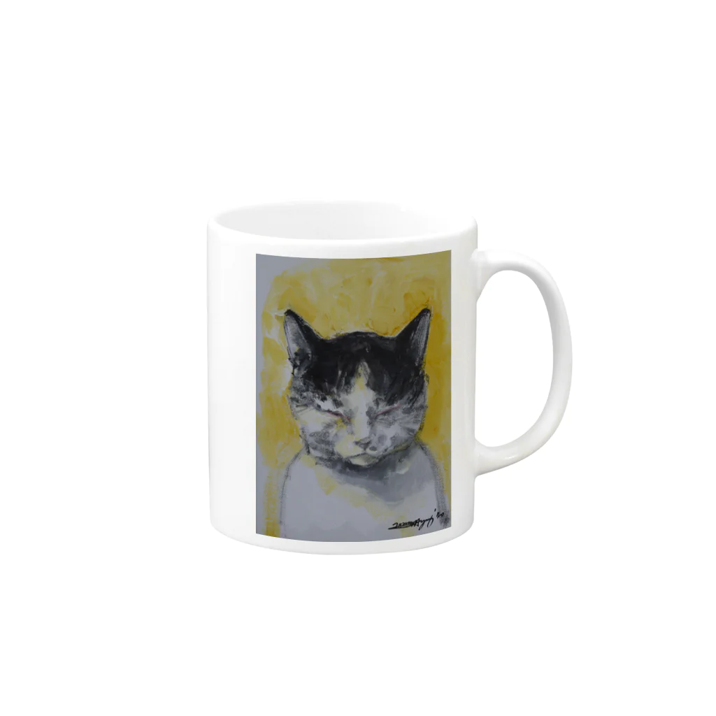 永久凍土の国の白夜の瞑想する猫 Mug :right side of the handle