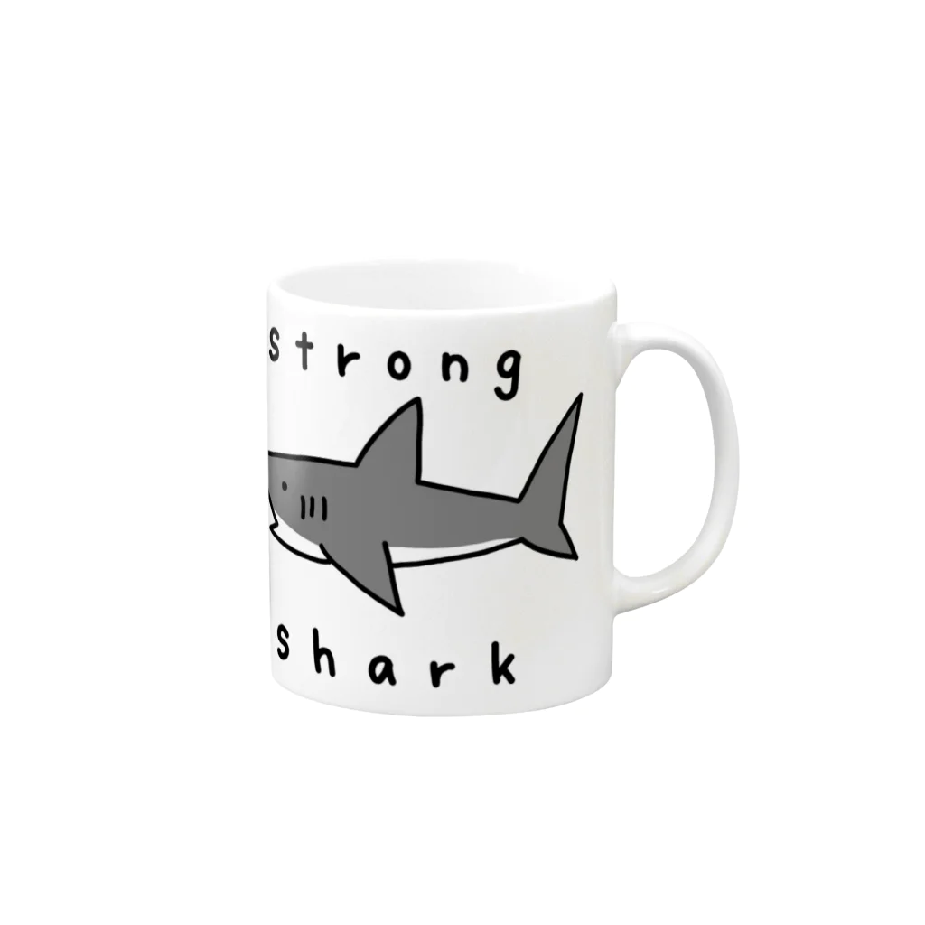 強いサメの強いサメ Mug :right side of the handle