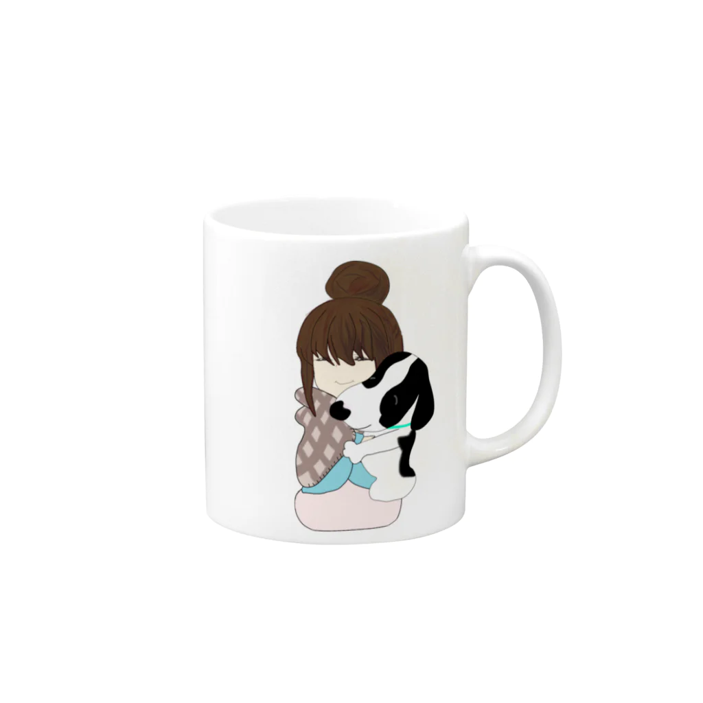 Fortune Campers そっくの雑貨屋さんの風美ちゃんとどんちゃん Mug :right side of the handle