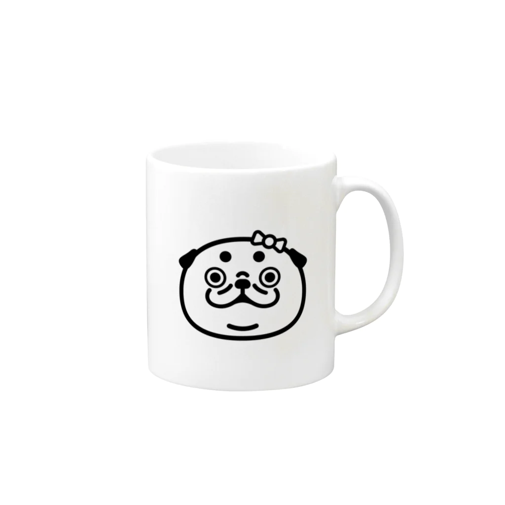 パグハナストア / PUGHANA STOREのおとぼけパグ カップ（両面） Mug :right side of the handle