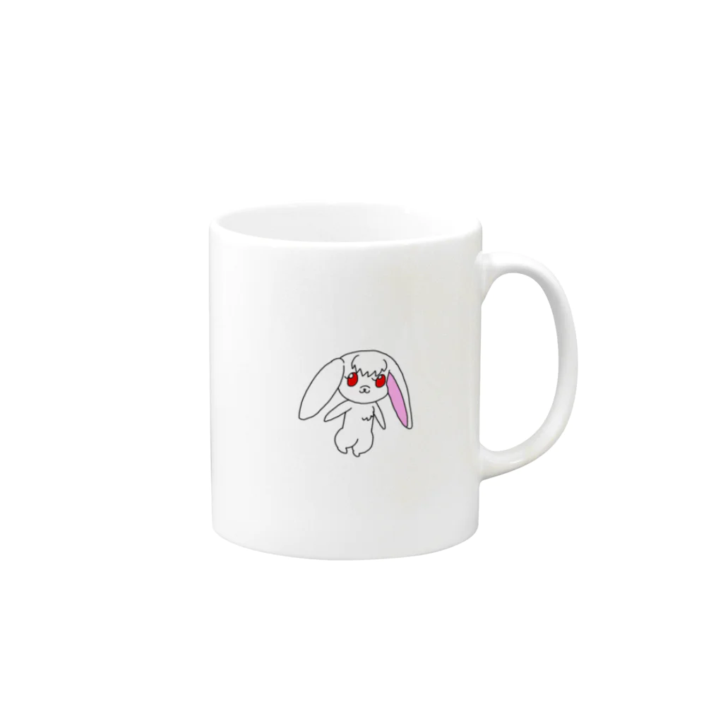 ササハウスの白ウサギのロチちゃん Mug :right side of the handle