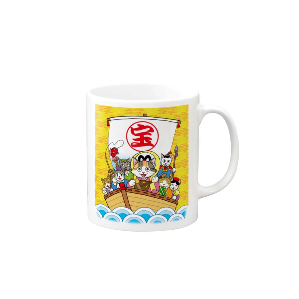 じゃんぐる堂の店の七福にゃん Mug :right side of the handle