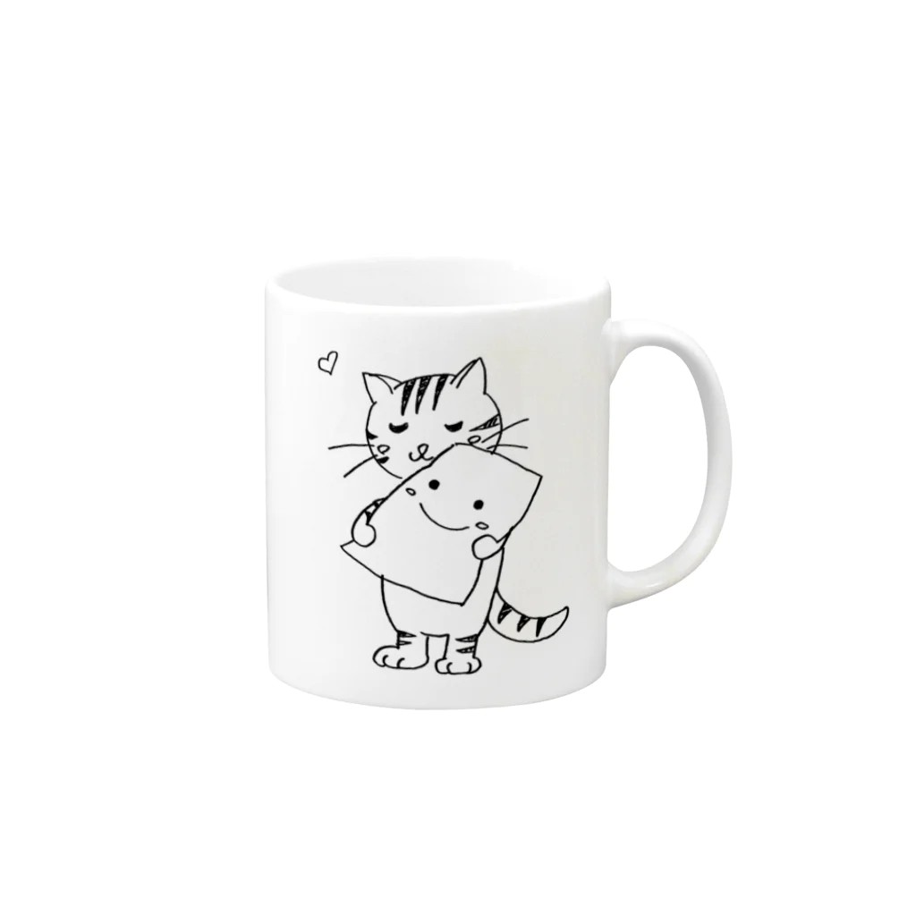 サカモトノリコのねことまくら Mug :right side of the handle