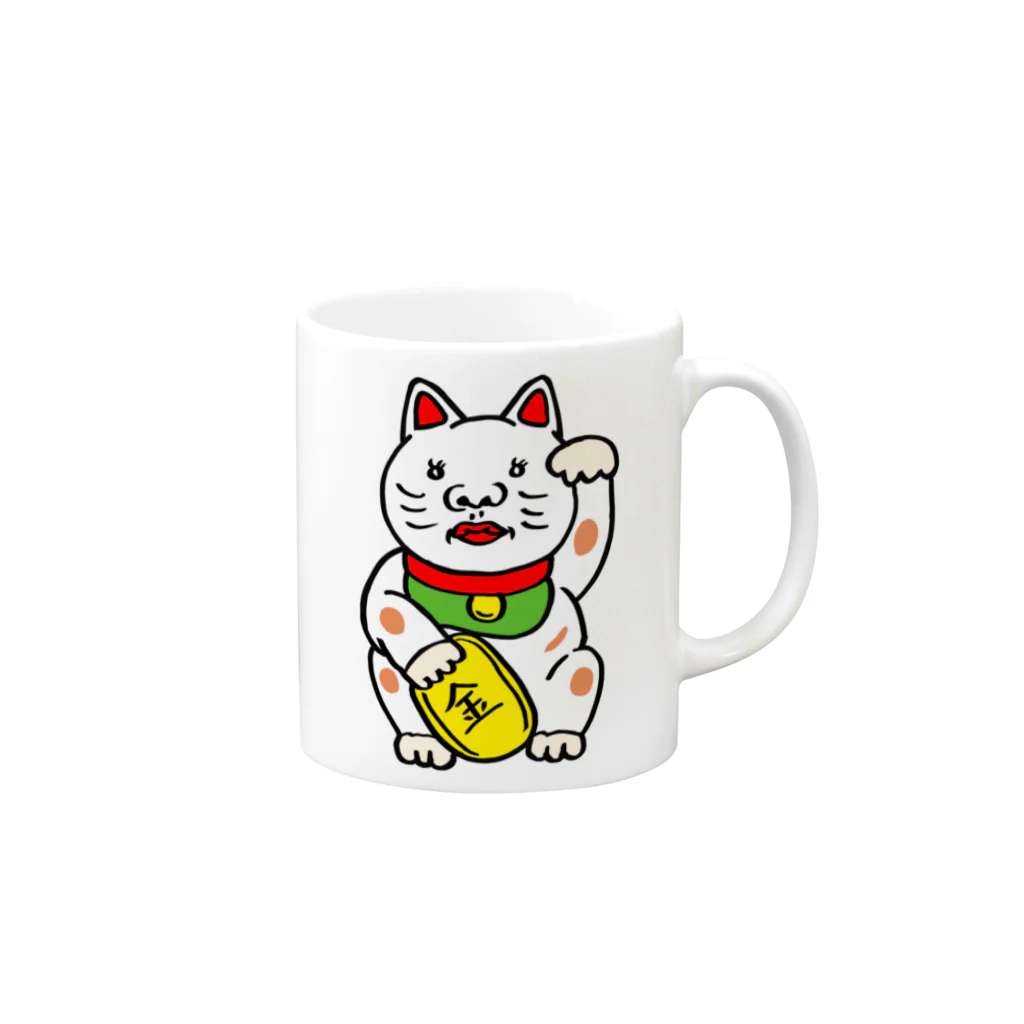 右手リアンうめもと公式の招き猫のススム Mug :right side of the handle