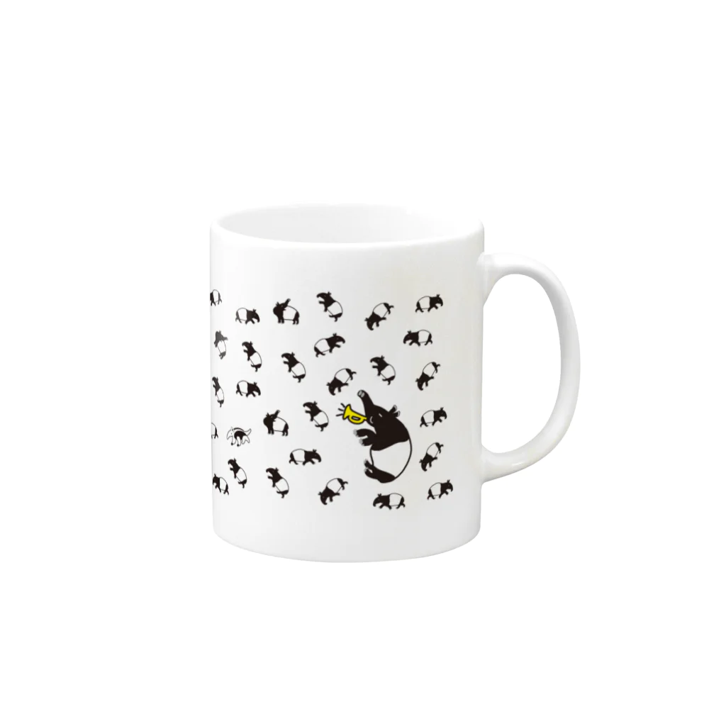 バクの森 〜マレーバクや動物イラストのグッズ 〜のマレーバクの「３バクトリオ」シリーズ Mug :right side of the handle