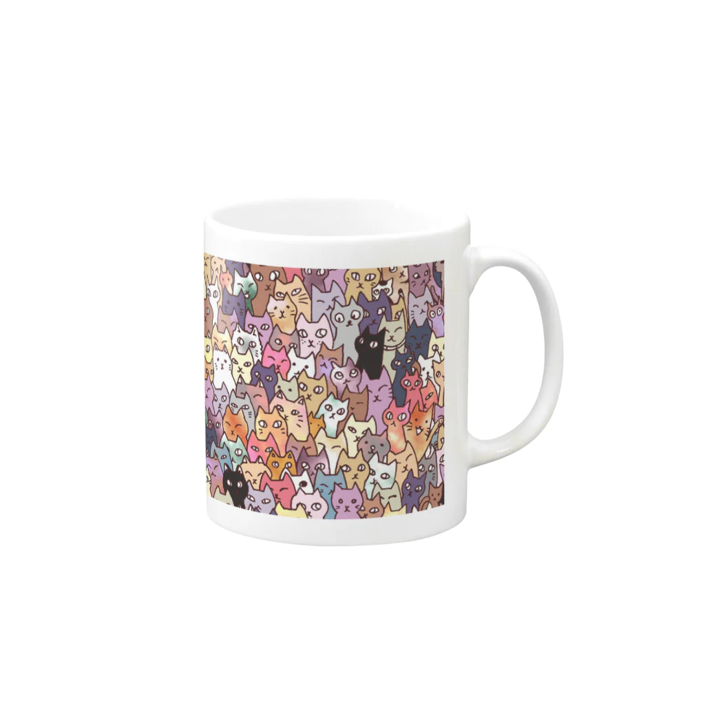 maro's POKER FACEのにゃんこ大集合 Mug :right side of the handle