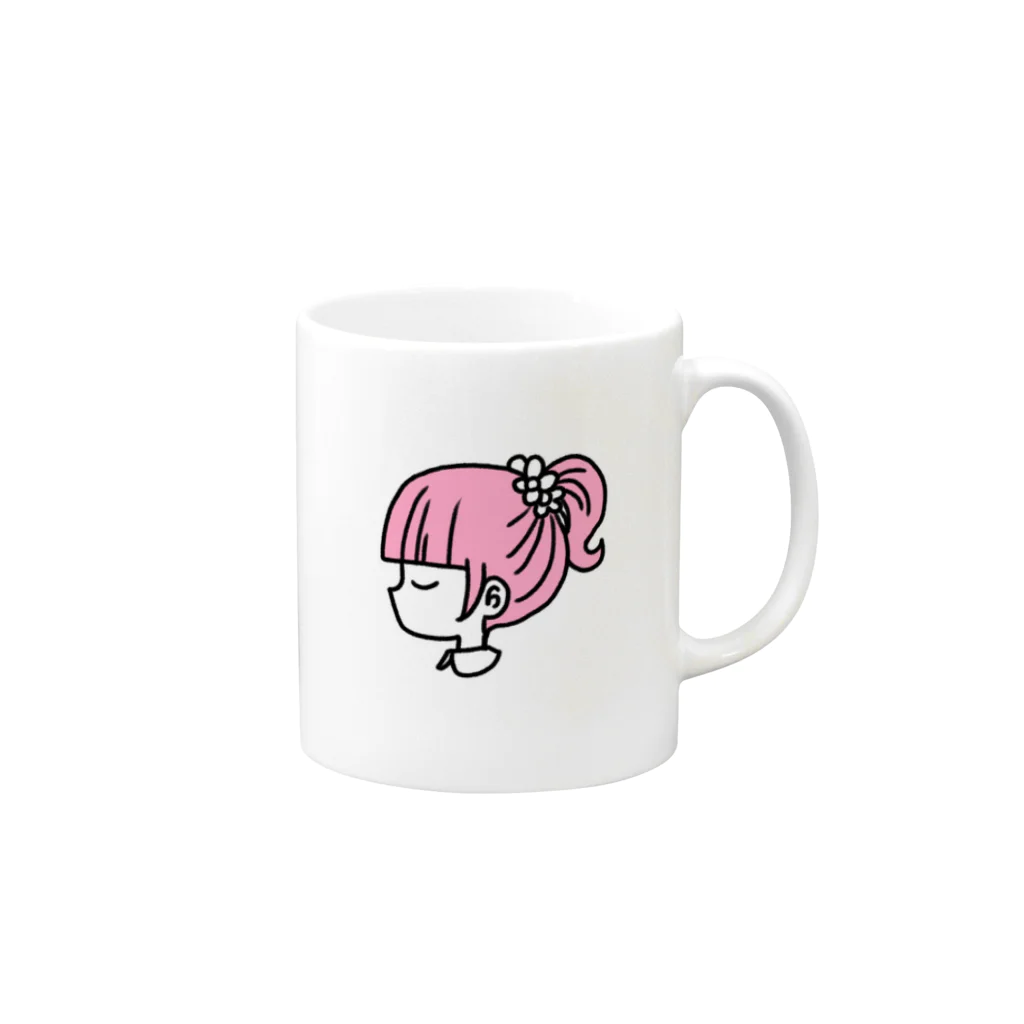 okazu092のポニーテールの女の子 Mug :right side of the handle