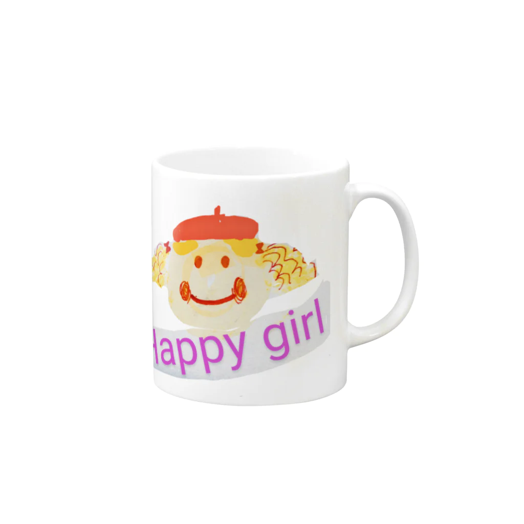 makemikaのhappy girl Mug :right side of the handle