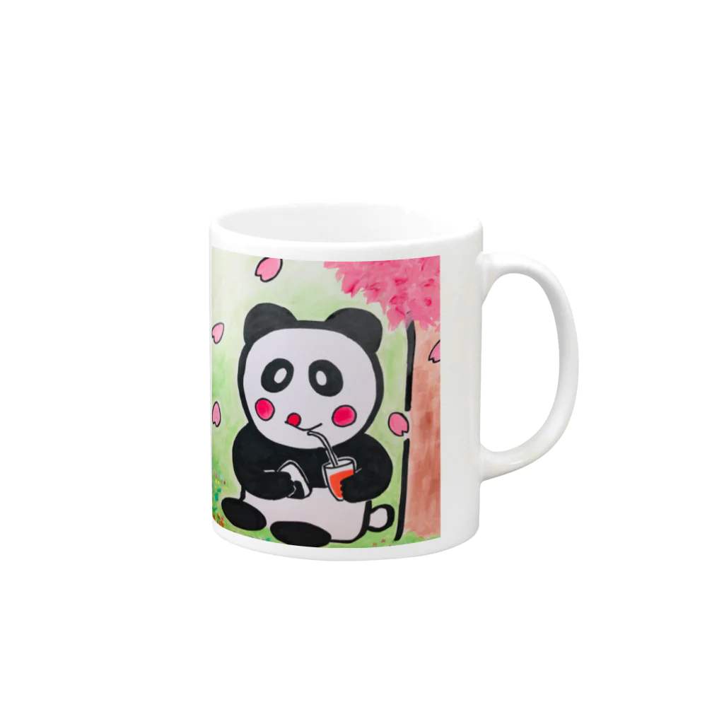 ル.ボヌールのお花見パンダちゃん Mug :right side of the handle