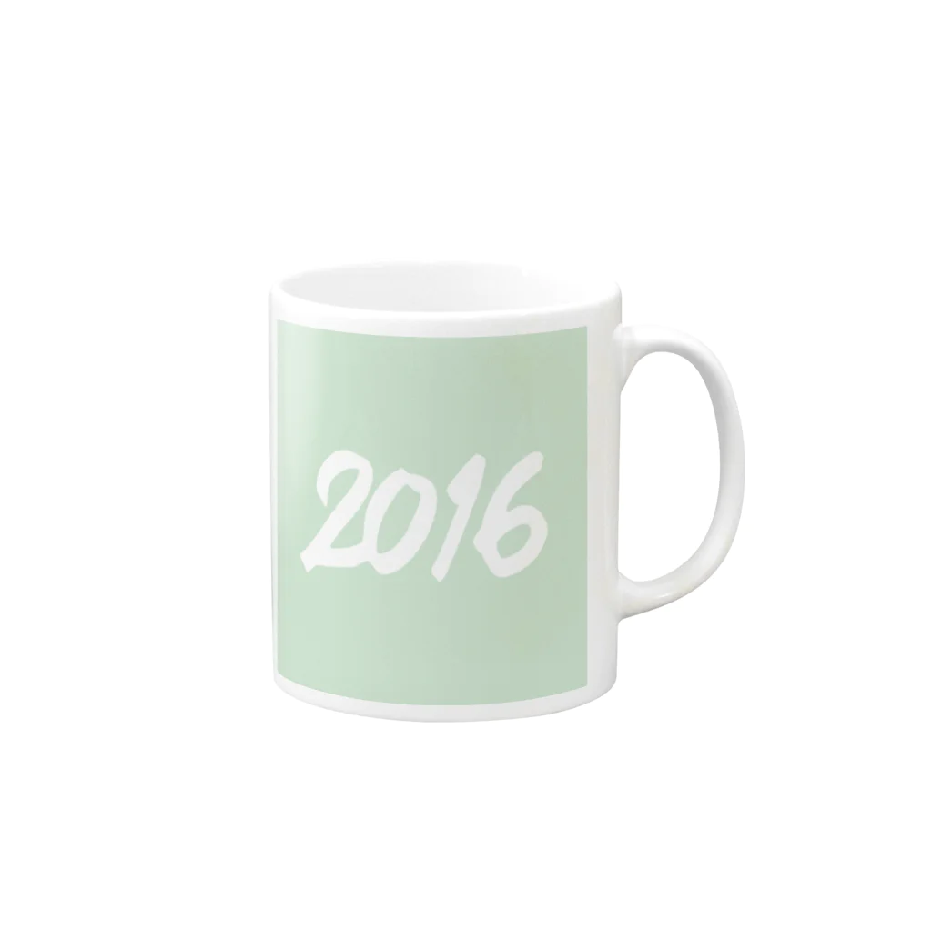 HAPPY 2016の2016正月グッズ SQUARE FRESH GREEN マグカップの取っ手の右面