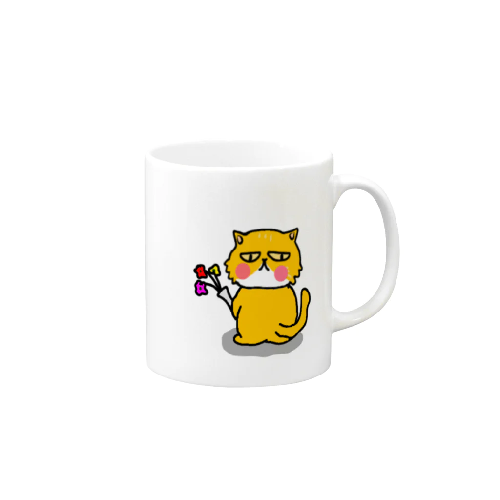 まるみのショップのブサカワにゃんこ Mug :right side of the handle