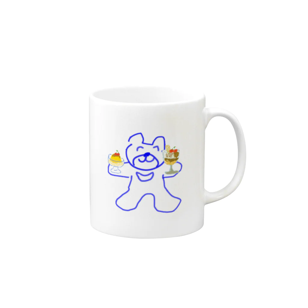 hiraoka_mikiのクマのぬいぐるみとパフェとプリン Mug :right side of the handle