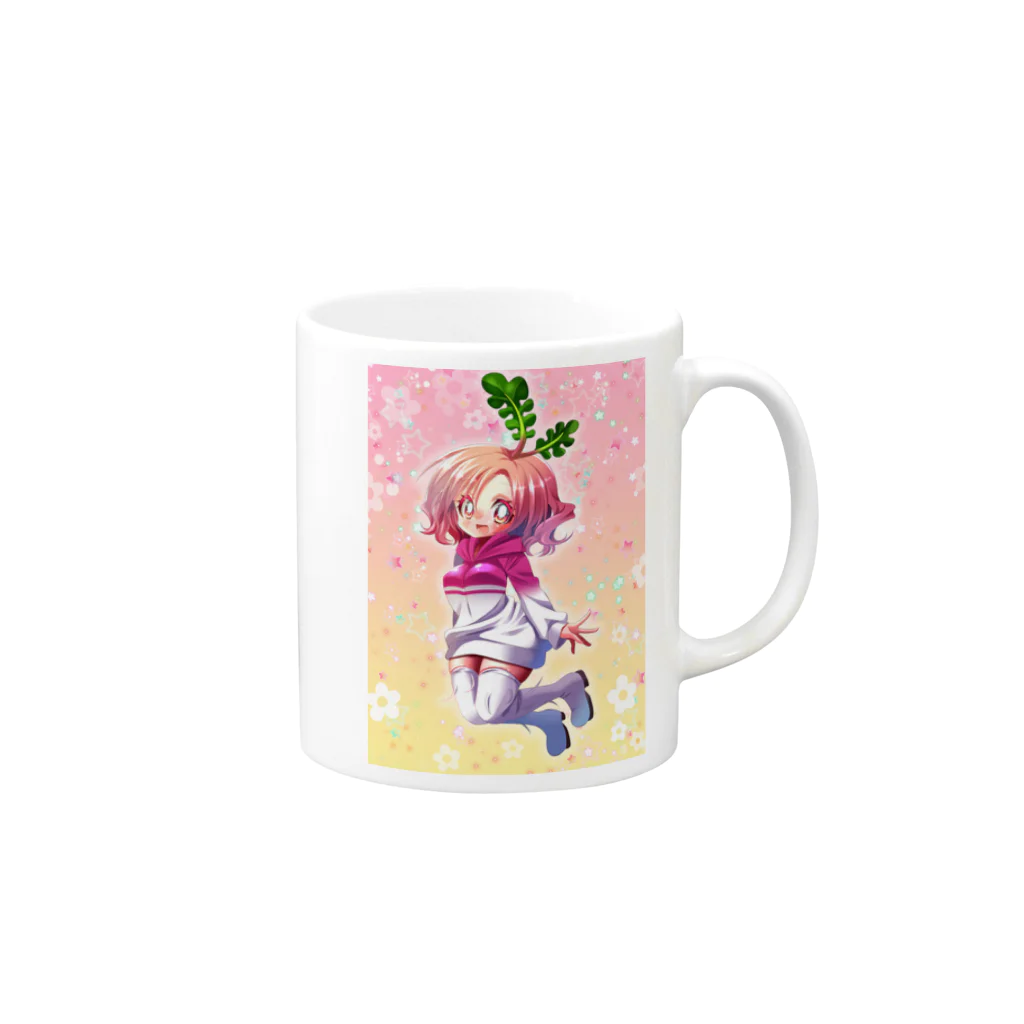 赤カブ放送局の赤カブちゃん Mug :right side of the handle