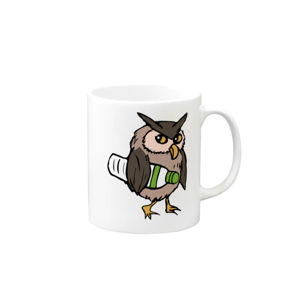 大谷健太の飲み水盗みミミズク Mug :right side of the handle