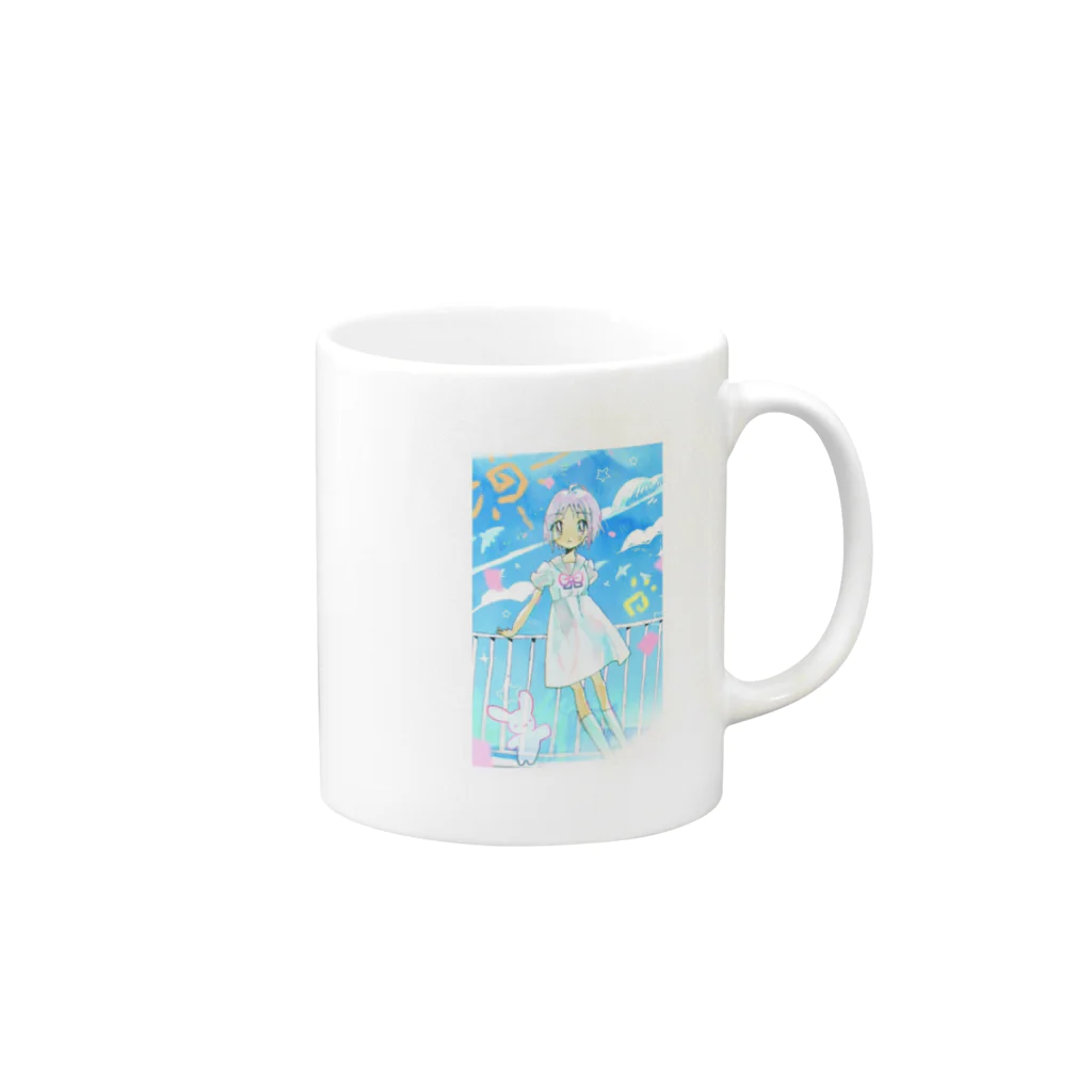 すこやかタオルケットのルミナスナイト少女 Mug :right side of the handle