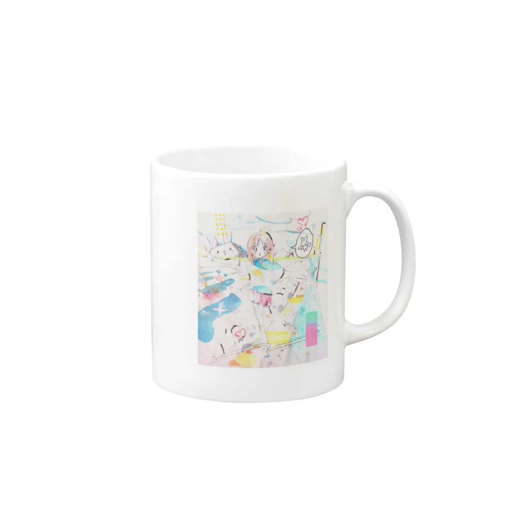 すこやかタオルケットの水彩すこやかちゃん Mug :right side of the handle