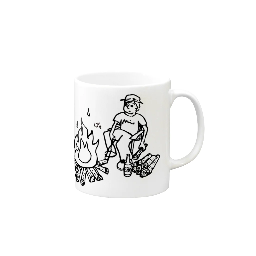 Too fool campers Shop!のたきび01(黒文字) Mug :right side of the handle